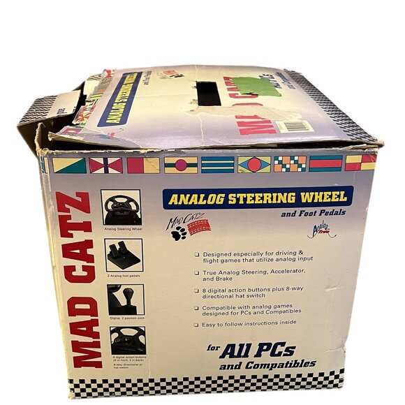 Mad Catz Analog Steering Wheel And Pedals Racing PC Games Computer Wired W/ Box - Picture 9 of 11